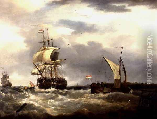 Vessels off the Dutch Coast Oil Painting - George Webster