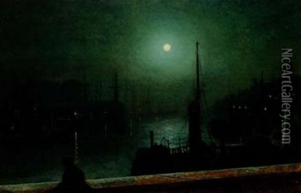 On The Clyde, Glasgow Oil Painting - John Atkinson Grimshaw