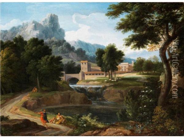 Sudliche Flusslandschaft Mitbruckenkastell Oil Painting - Jan Frans Van Bloemen (Orizzonte)