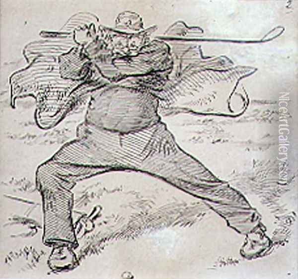 The Chaotic Golfer, illustration from Graphic magazine, pub. c.1870 Oil Painting - Henry Sandercock