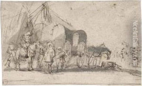 A Military Camp On The Move Oil Painting - Jan the Younger Martszen
