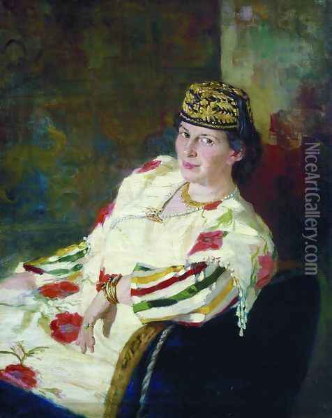 Portrait of patroness and countess Mara Konstantinovna Oliv Oil Painting - Ilya Efimovich Efimovich Repin