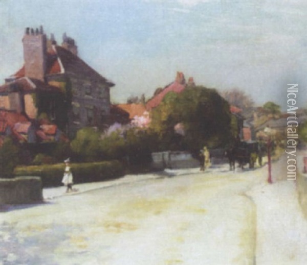 Study Of Street In York Oil Painting - Albert Ludovici Jr.