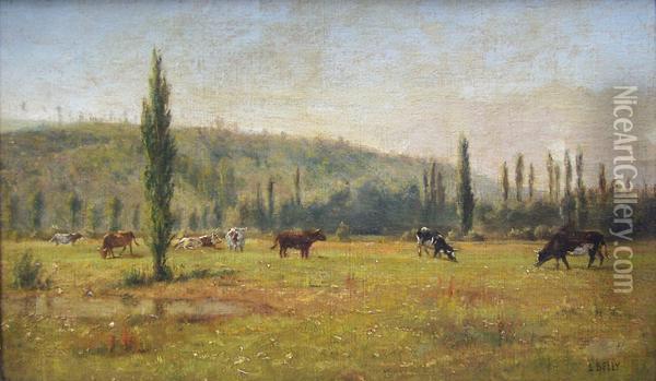 Vacas Pastando Oil Painting - Leon Adolphe Belly