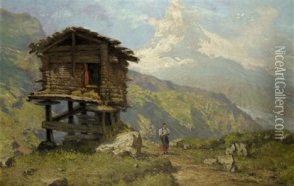 Alpenlandschaft Mit Dem Matterhorn Oil Painting - Felix Possart