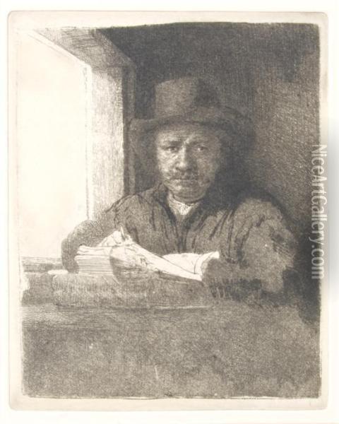 Self Portrait With Hat Oil Painting - Rembrandt Van Rijn