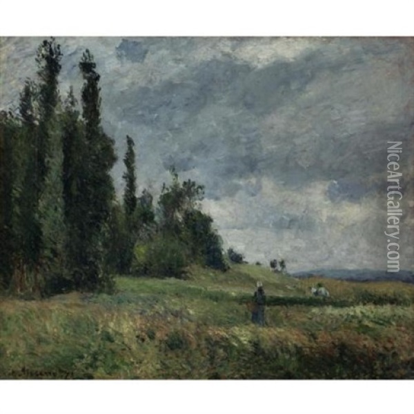 La Cote Des Grouettes, Pontoise, Temps Gris Oil Painting - Camille Pissarro