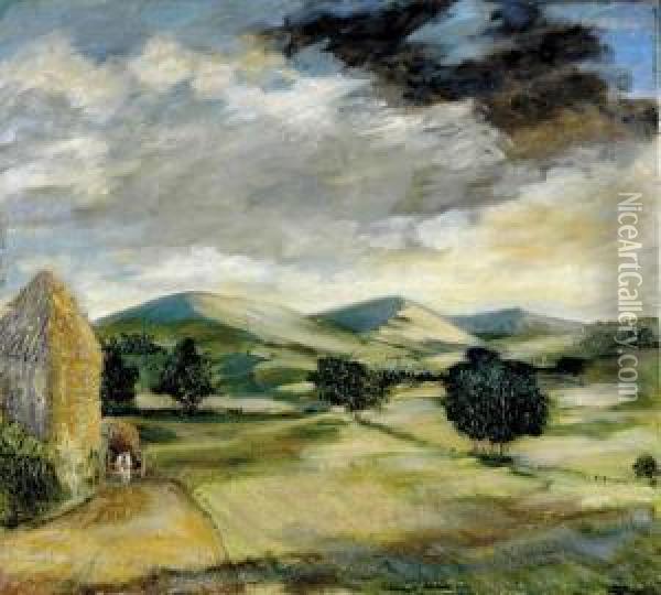 Landscape With Haywagon Oil Painting - W. Tilley