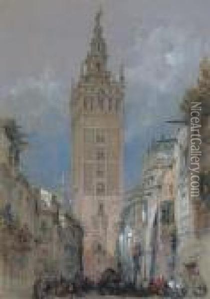 The Moorish Tower At Seville, Called The Giralda, Spain Oil Painting - David Roberts