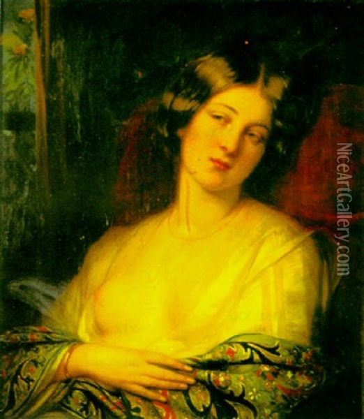 Femme Au Chale Oil Painting - Charlemagne-Oscar Guet