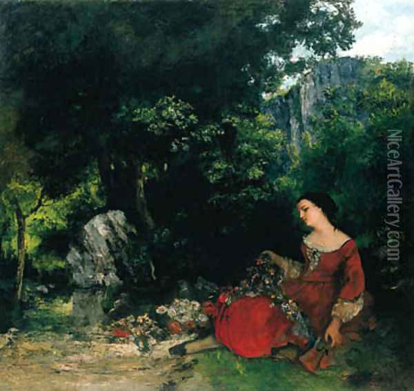 Femme la guirlande Oil Painting - Gustave Courbet