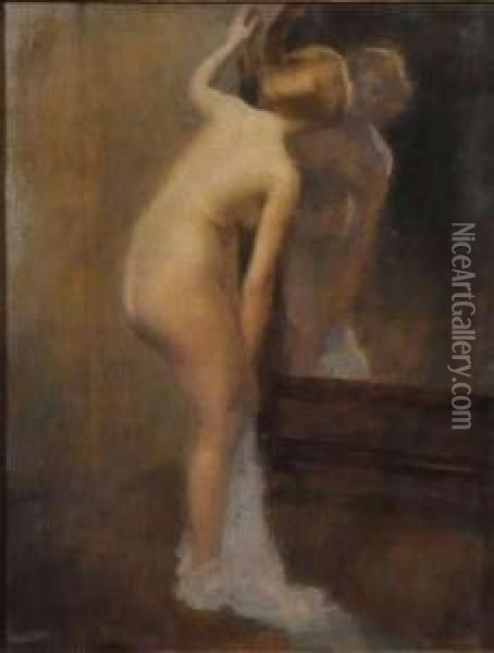 Nu Feminin Au Miroir Oil Painting - Louis Picard