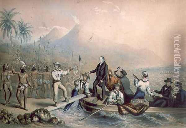 The Return of the Rev. John Williams at Tanna in the South Seas, the day before he was massacred Oil Painting - George Baxter