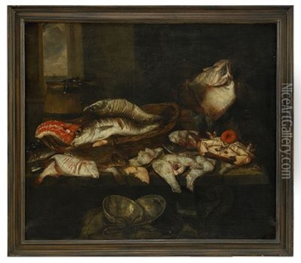 Stilleben Med Fiskar Oil Painting - Abraham van Beyeren