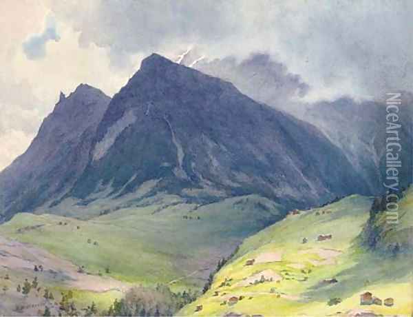 Above St. Nicholas, near Zermatt Oil Painting - Harold Broadfield Warren