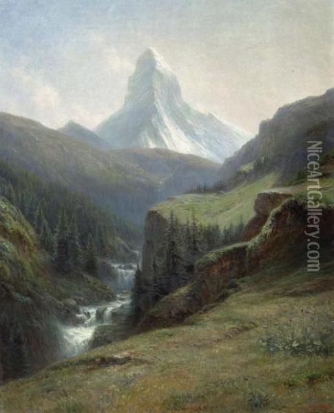 Matterhorn. Oil Painting - Leberecht Lortet