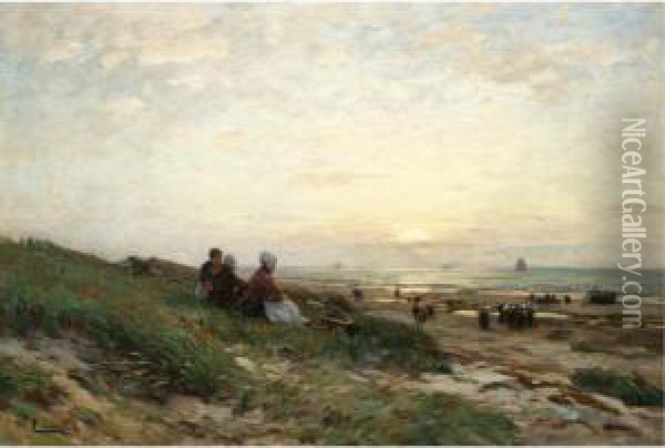 Awaiting The Fishermen's Return Oil Painting - Eugene Gustav Ducker