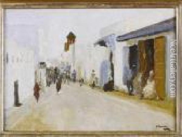 A Street In Rabat Oil Painting - John Lavery