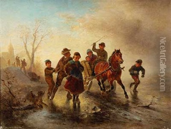 Rowdys Auf Dem Eis Oil Painting - Wilhelm Alexander Meyerheim
