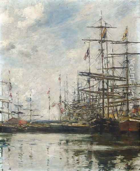 Le Port Navires à quai Oil Painting - Eugene Boudin