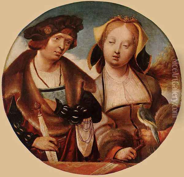 St Cecilia and her Fiance 1518-20 Oil Painting - Cornelius Engebrechtsz