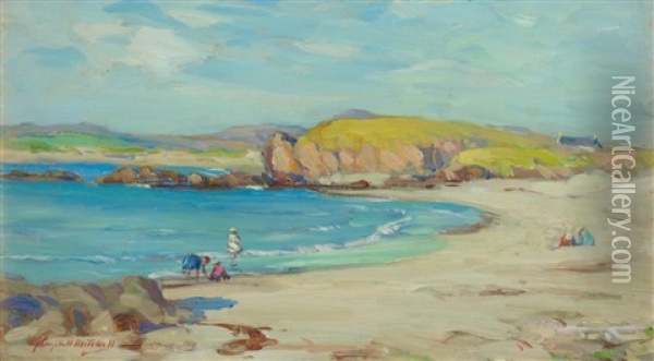 Paddling Oil Painting - John Campbell Mitchell
