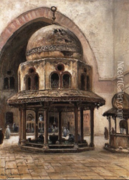 Mouskaen Sultan Hassan, Cairo Oil Painting - Frans Wilhelm Odelmark