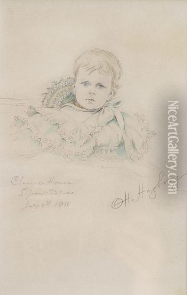 Study Of A Child Oil Painting - Otto Hagborg