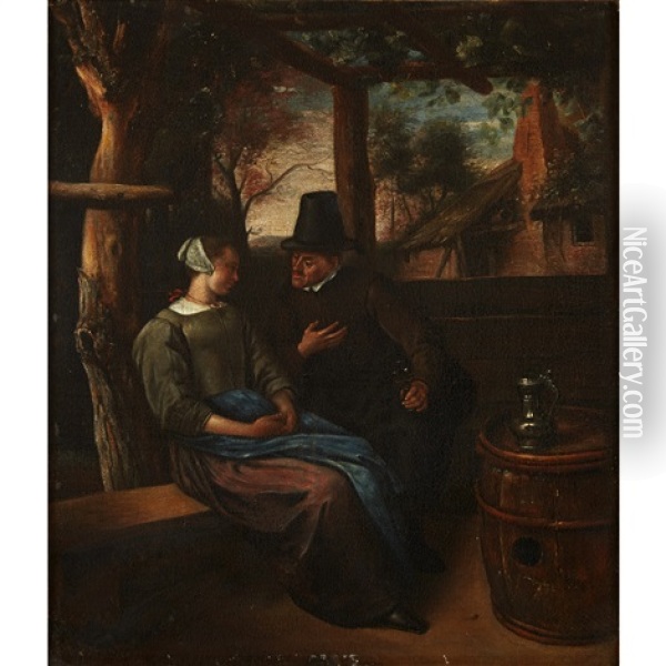 The Proposal Oil Painting - Jan Steen