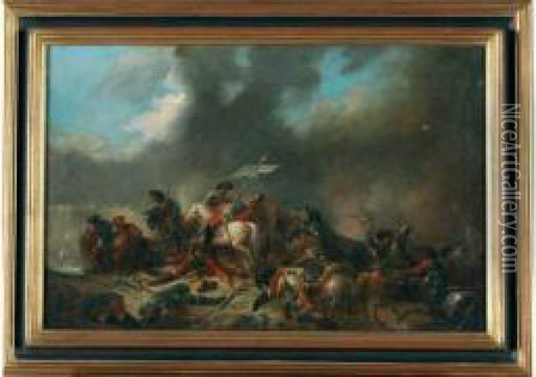 choc De Cavalerie Oil Painting - Jacques Gamelin