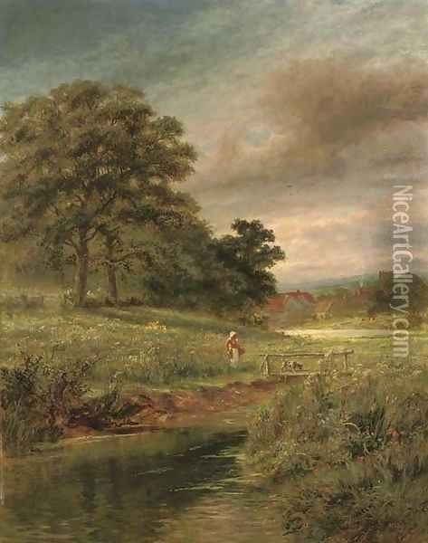 A summer meadow Oil Painting - Robert Gallon