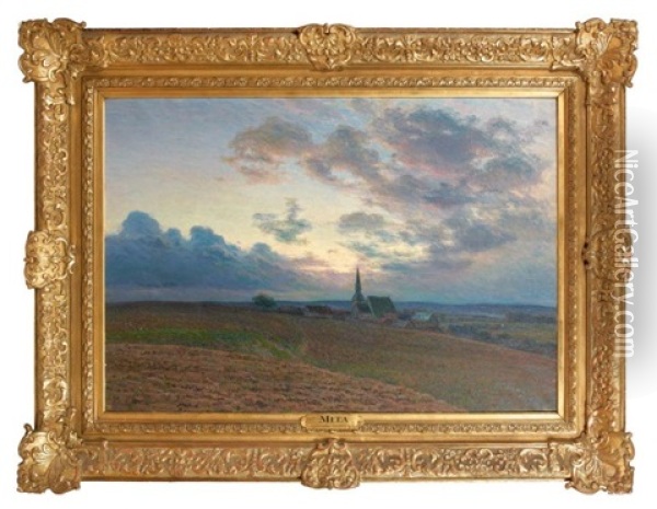 Crepuscule A Bouafles, Eure Oil Painting - Georges Mita