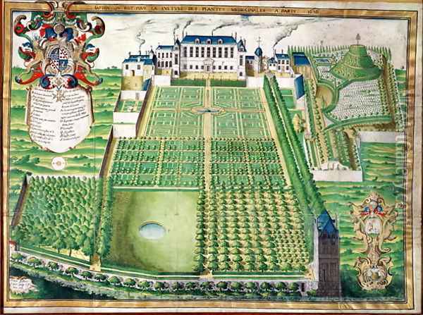 The Kings Medicinal Plant Garden, 1636 Oil Painting - Frederic Scalberge