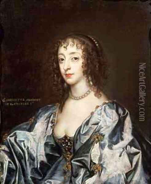 Queen Henrietta Maria 1609-69 3 Oil Painting - Sir Anthony Van Dyck
