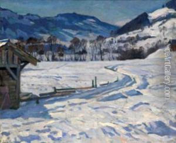 Winter Landscape Oil Painting - Arnold Borisovic Lakowskij