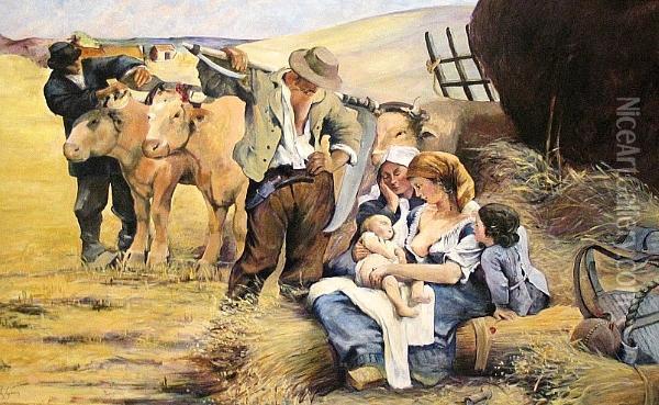 Nursing Mother On A Farm Oil Painting - Louise Germain