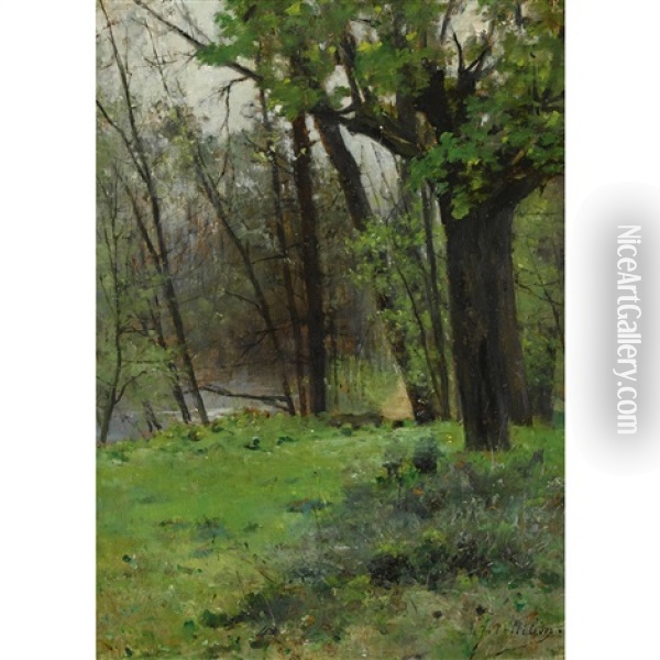Waldweg Am Ufer Oil Painting - Jules Petillion