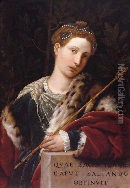 Portrait of Tullia d'Aragona as Salome Oil Painting - Moretto Da Brescia