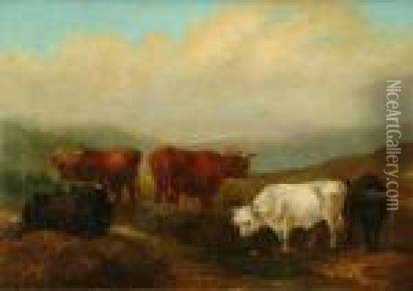 Scotch Cattle Oil Painting - Richard Ansdell