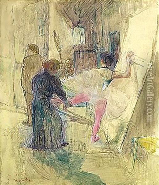 Dans La Coulisse Oil Painting - Henri De Toulouse-Lautrec