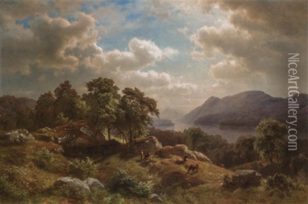 View On The Hudson River Oil Painting - Paul Weber