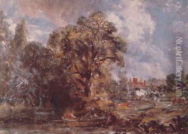 Scene On A River Oil Painting - John Constable