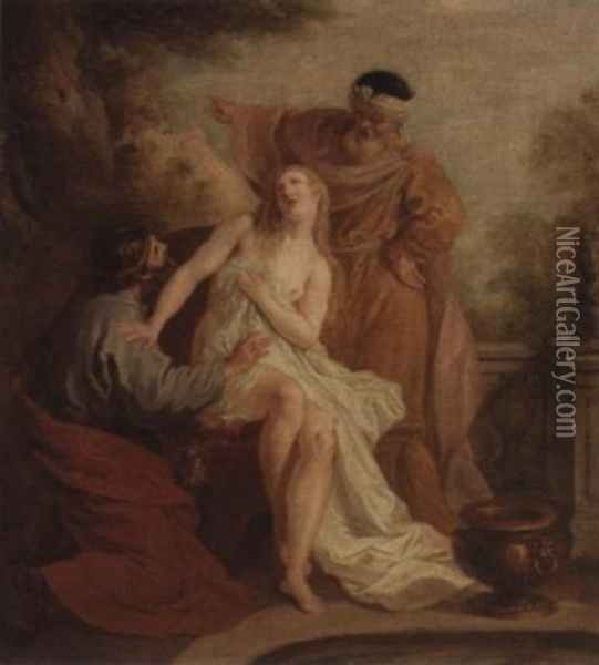Susanna And The Elders Oil Painting - Francois Lemoyne