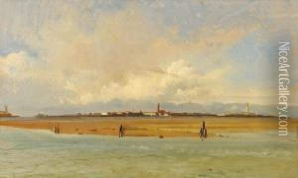 Venise Vue De La Lagune Oil Painting - Charles Auguste van den Berghe