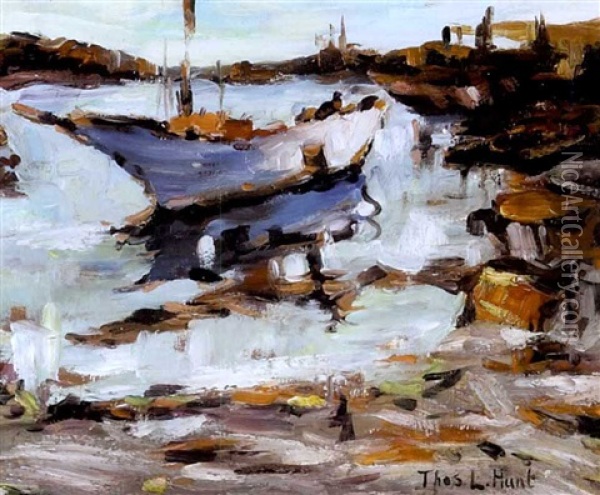 A Harbor Scene Oil Painting - Thomas Lorraine Hunt