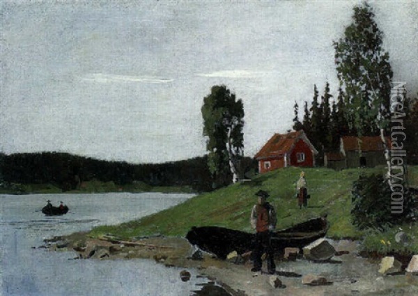 Seelandschaft (maridalsvannet?) Oil Painting - Edvard Munch