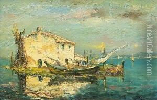 Fischerboote Bei Venedig Oil Painting - Felix Ziem
