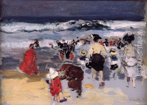 Playa De Biarritz Oil Painting - Joaquin Sorolla Y Bastida