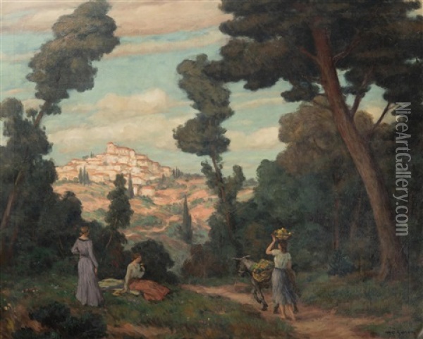 Landscape In Provence (evening Mood) Oil Painting - Tavik Frantisek Simon