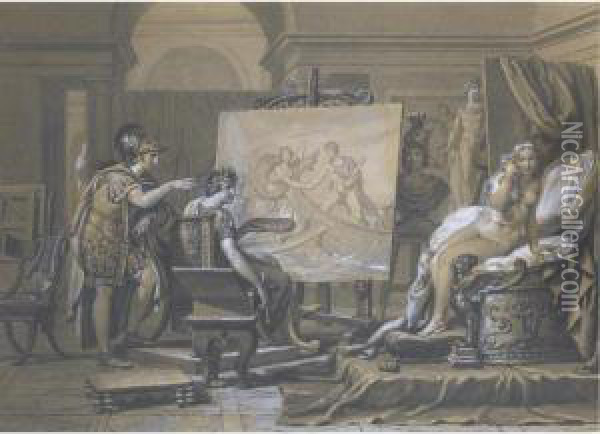 Alexander, Apelles And Campaspe Oil Painting - Jacques Louis David